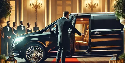 Private event chauffeur service vehicle for motorsport and corporate events